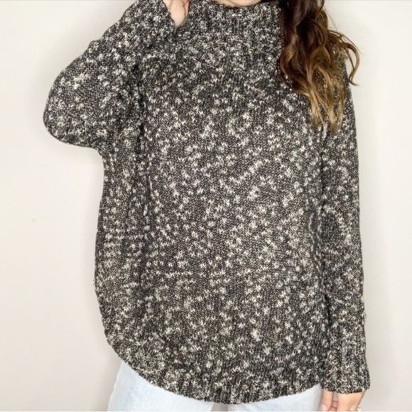 NWT Lucky Brand Heathered Black & White Soft Knit Soft Cowl Neck Sweater - Picture 3 of 6